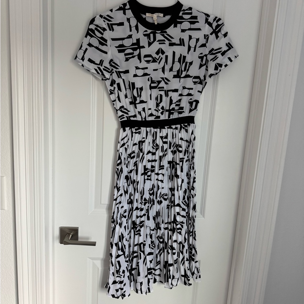 Maje Sheer Black and White Patterned Dress